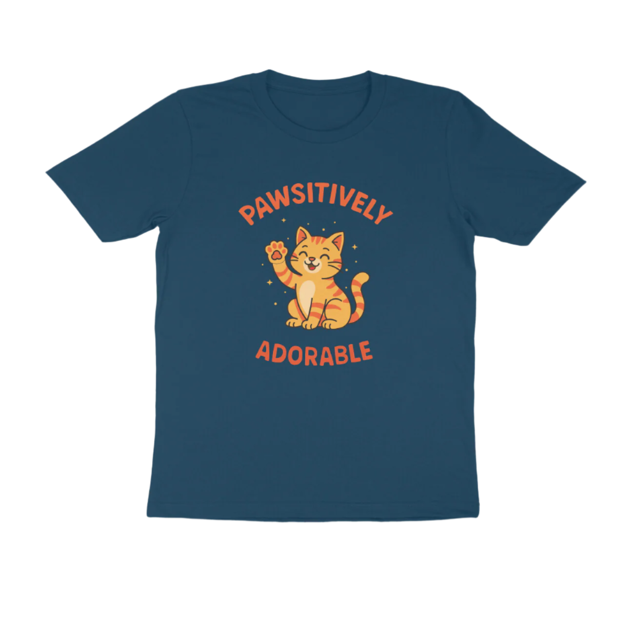 Pawsitively Cat men’s navy blue Animal T-Shirt with cute cat graphic and funny quote, perfect Cat Lover T-Shirt by Store Asmi.