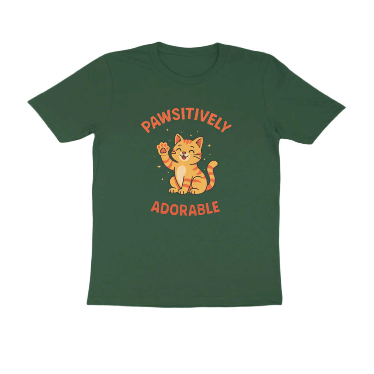 Pawsitively Cat men’s olive green Animal T-Shirt with cute cat graphic and funny quote, perfect Cat Lover T-Shirt by Store Asmi.